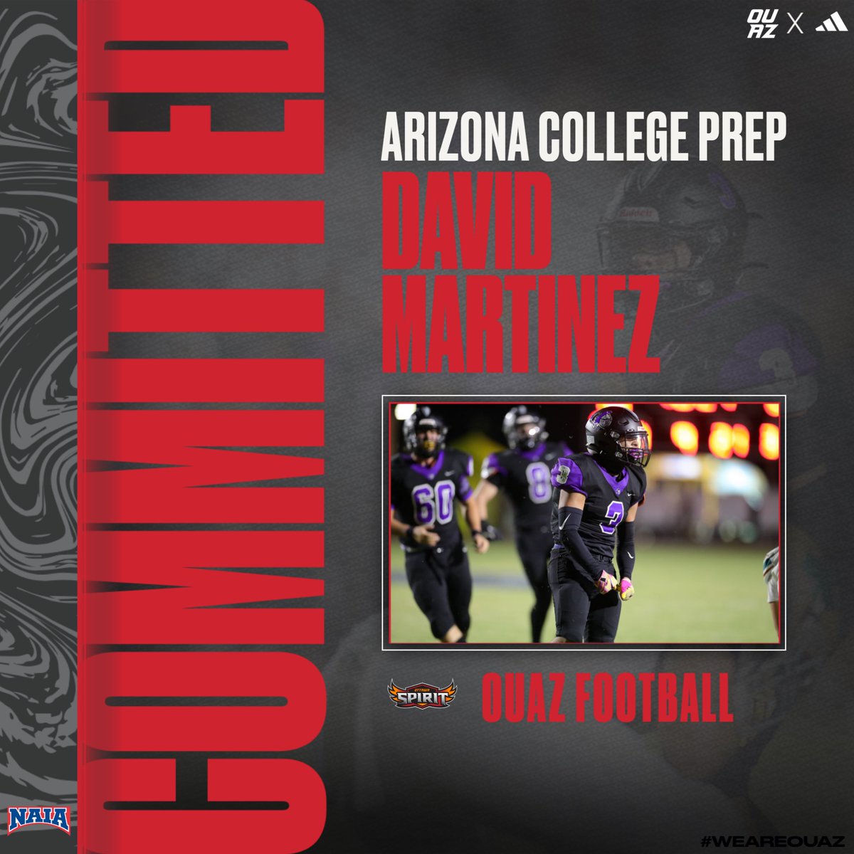 David Martinez (@david3martinezz) on Twitter photo After a great conversation with <a href="/Coach_Sully_/">Conor Sullivan</a> I’m excited to announce I’ve committed to <a href="/OUAZFootball/">OUAZ Football</a> ! I want to thank my family, friends and all my coaches who all helped me get here! <a href="/Coach_Nesbitt/">Mike Nesbitt</a> <a href="/ACPFootball17/">AZ College Prep Football</a> #WeAreOUAZ After a great conversation with <a href="/Coach_Sully_/">Conor Sullivan</a> I’m excited to announce I’ve committed to <a href="/OUAZFootball/">OUAZ Football</a> ! I want to thank my family, friends and all my coaches who all helped me get here! <a href="/Coach_Nesbitt/">Mike Nesbitt</a> <a href="/ACPFootball17/">AZ College Prep Football</a> #WeAreOUAZ