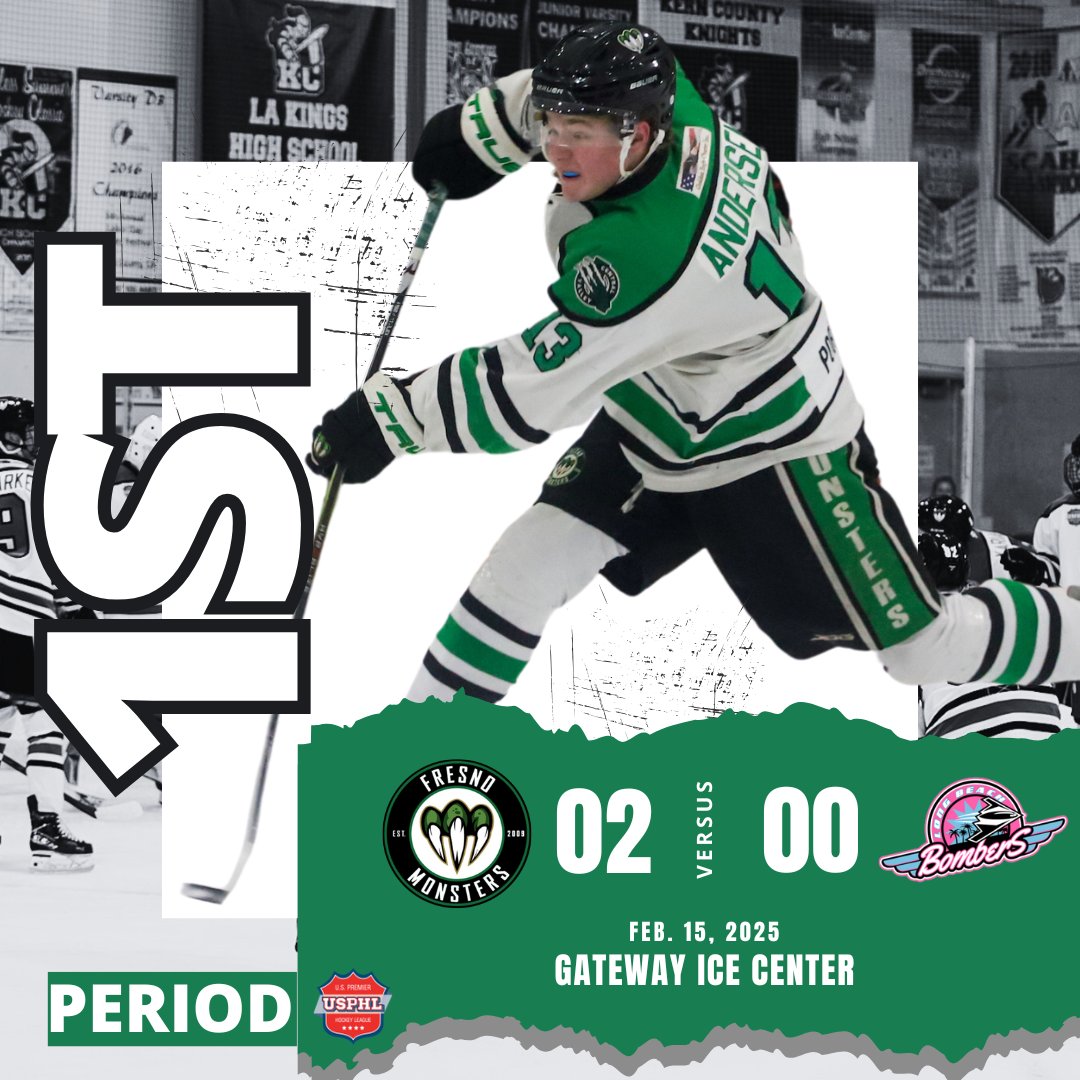 Monsters on top and we're just getting started! Let's keep the momentum going into the 2nd period. 

#Freshow #BleedGreen #FresnoMonsters #USPHL