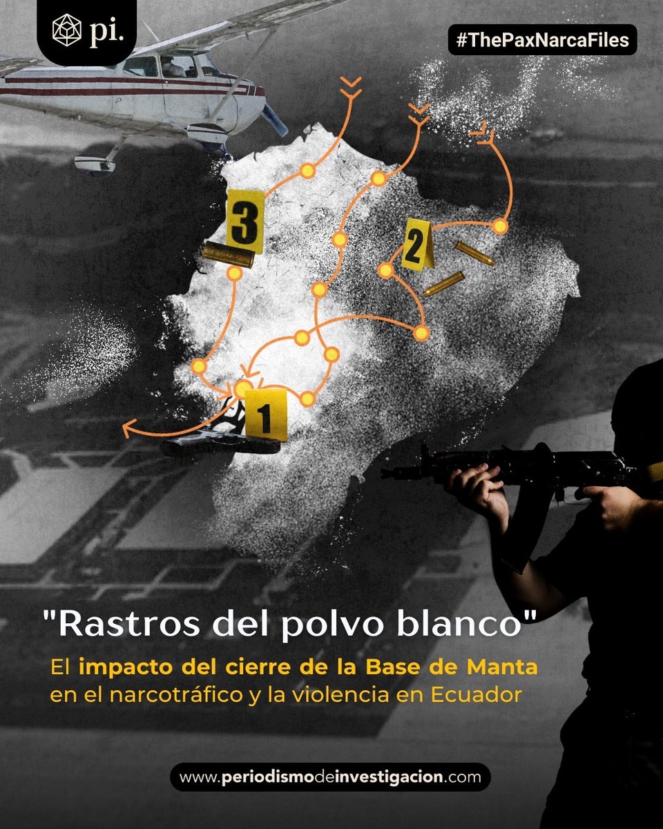 Pinvestigacion3's tweet image. 🔎¿Cuál fue el impacto de la salida de la #BaseDeManta? Si quieres conocer cómo se expandió el #narcotráfico en #Ecuador, lee el especial #ThePaxNarcaFiles en periodismodeinvestigacion.com/2025/02/13/ras… Una investigación de @ArduinoTomasi 
En este hilo de contamos 🧵👇
