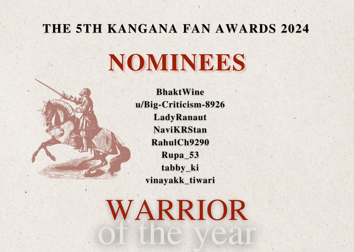 5th Kangana Fan Awards 2024 (@kanganafanaward) on Twitter photo Congrats <a href="/BhaktWine/">VAIBHAV SALONIA🇮🇳</a> <a href="/LadyRanaut/">SuperstarKangana🇮🇳🇨🇭🚩</a> <a href="/NaviKRStan/">𝖓𝖆𝖛𝖎</a> <a href="/RahulCh9290/">Rahul Chauhan</a> <a href="/Rupa_53/">Rupama</a> <a href="/tabby_ki/">Tabby</a> <a href="/vinayakk_tiwari/">Vinayak</a> #BigCriticism8926 👏 Congrats <a href="/BhaktWine/">VAIBHAV SALONIA🇮🇳</a> <a href="/LadyRanaut/">SuperstarKangana🇮🇳🇨🇭🚩</a> <a href="/NaviKRStan/">𝖓𝖆𝖛𝖎</a> <a href="/RahulCh9290/">Rahul Chauhan</a> <a href="/Rupa_53/">Rupama</a> <a href="/tabby_ki/">Tabby</a> <a href="/vinayakk_tiwari/">Vinayak</a> #BigCriticism8926 👏