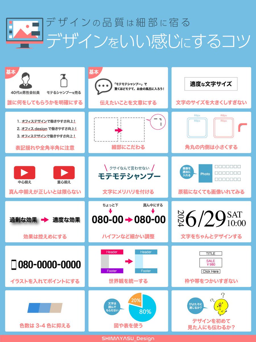 デザインをいい感じにすることをまとめたよ。デザインは品質は細部に宿る。でももっと大切なことが1つあるそれは・・