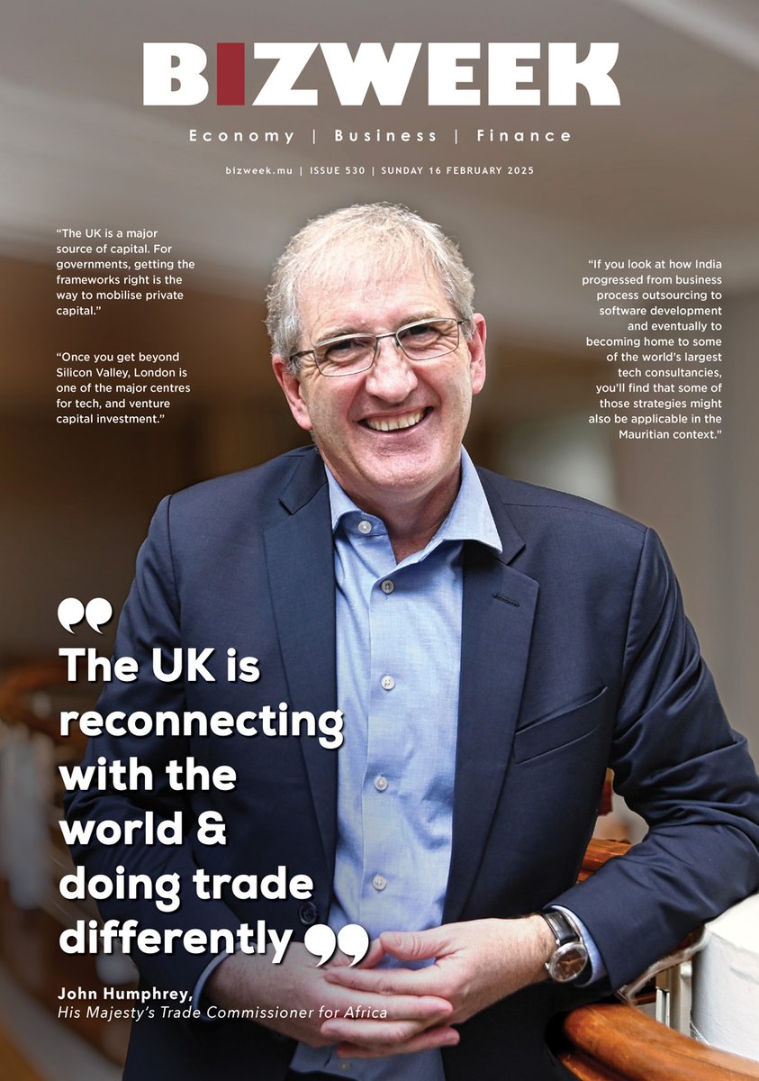 bizweekmu's tweet photo. “The UK is reconnecting with the world and doing trade differently”

John Humphrey, His Majesty’s Trade Commissioner for Africa  - @tradegovAfrica 

📖 Read the full article on: https://t.co/8JYyAiQcWn

#BIZweek #Mauritius #Business #Economy #Diplomacy #Finance #UK #Africa https://t.co/EQo1RGtoPB