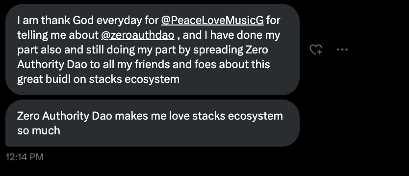 The relationships we’ve built in the <a href="/Stacks/">stacks.btc</a> have paid  beyond what I imagined. 💡💰 

<a href="/zeroauthdao/">Zero Authority DAO 🏹</a> protocol we’re building is for reputation onchain, but the most important thing people tell us—they start on Zero Authority, and it opens doors to bigger opportunities. 🎯🏹🚀🔗