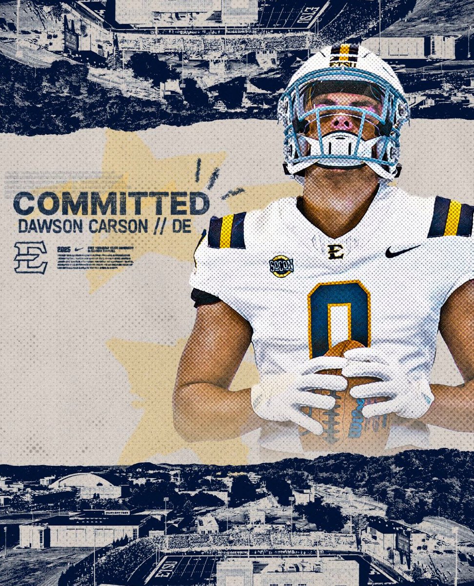 Dawson Carson (@dawson_ac) on Twitter photo I will be closing my college recruiting. I have officially committed to East Tennessee State University!!🔵🟡 I’m blessed to have the opportunity to play Division 1 football. Grind ain’t stopping! <a href="/PRTYNTHABAKFLD/">Jamere Hogue</a> <a href="/ETSUAthletics/">ETSU Athletics</a> I will be closing my college recruiting. I have officially committed to East Tennessee State University!!🔵🟡 I’m blessed to have the opportunity to play Division 1 football. Grind ain’t stopping! <a href="/PRTYNTHABAKFLD/">Jamere Hogue</a> <a href="/ETSUAthletics/">ETSU Athletics</a>