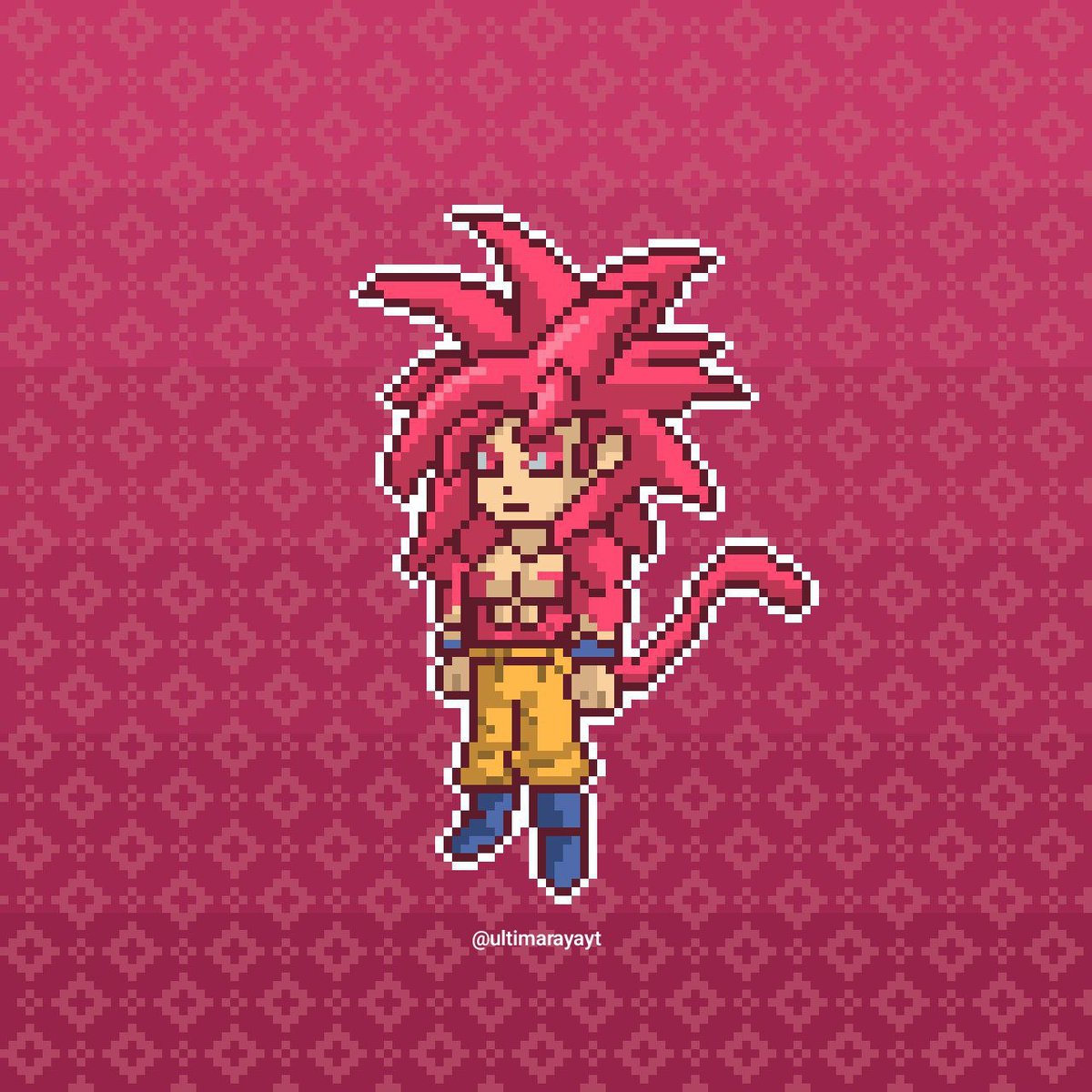 ultimarayayt's tweet photo. Mi dibujo de Goku SSJ4 en estilo píxel art. Espero que les guste. #gokussj4 #DragonBallDAIMA https://t.co/d4cyzi1bA2