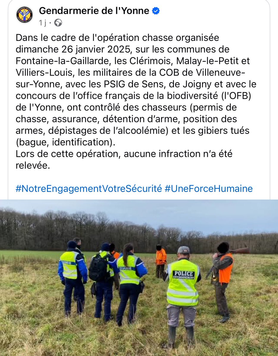 StefCrocket's tweet image. Contrôles de #Gendarmerie et #OFB à la #chasse, permis, assurances, armes en règle, positions des armes, dépistages alcoolémie, sécurité, contrôle baguages gibiers tues…pas d infraction relevée n en déplaise à nos détracteurs ! @ChasseursFrance #IlsSachentNousChassons