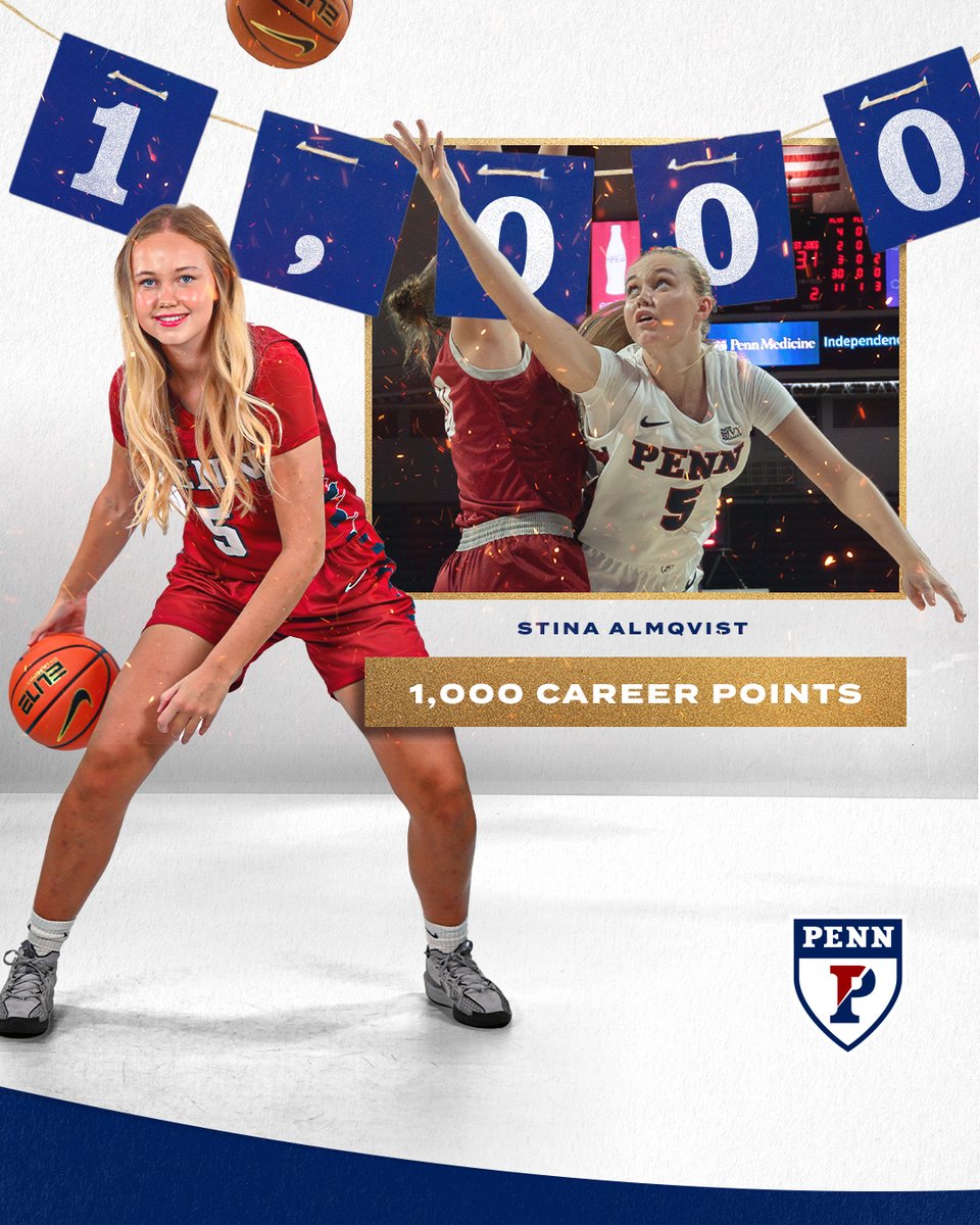 Penn Women's Basketball (@pennwbb) on Twitter photo πππ₯π ππ§π€ππ₯π π
ππ§πππ¬ππ’π¬π€π! πΈπͺπ
1,000 career points! With that last basket,
<a href="/stiinaalmqvist/">Stina Almqvist</a> becomes the 26th player in program history to reach the milestone!
#FightOnPenn πππ₯π ππ§π€ππ₯π π
ππ§πππ¬ππ’π¬π€π! πΈπͺπ
1,000 career points! With that last basket,
<a href="/stiinaalmqvist/">Stina Almqvist</a> becomes the 26th player in program history to reach the milestone!
#FightOnPenn