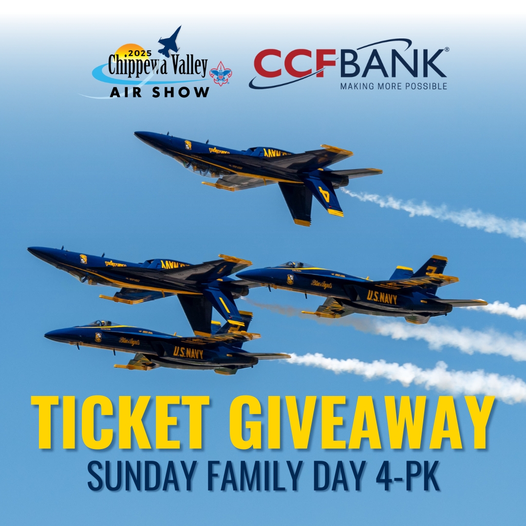 CVAirShow's tweet photo. We're celebrating #RandomActsOfKindness Day with a giveaway! 🎟️ Head to https://t.co/pBa5G5pt7r for a chance to win a Sunday Family Day GA 4-Pack of tickets for #CVAS25. Winner announced Friday! #CVAS #ChippewaValley https://t.co/wBDE4QHGQx