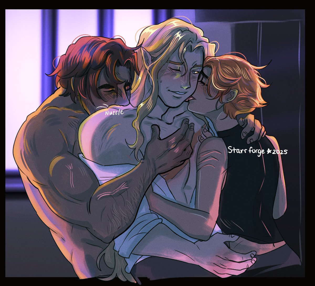 Starrforge's tweet image. Smother him with love #alucard #sypha #trevor #Castlevania #Trephacard