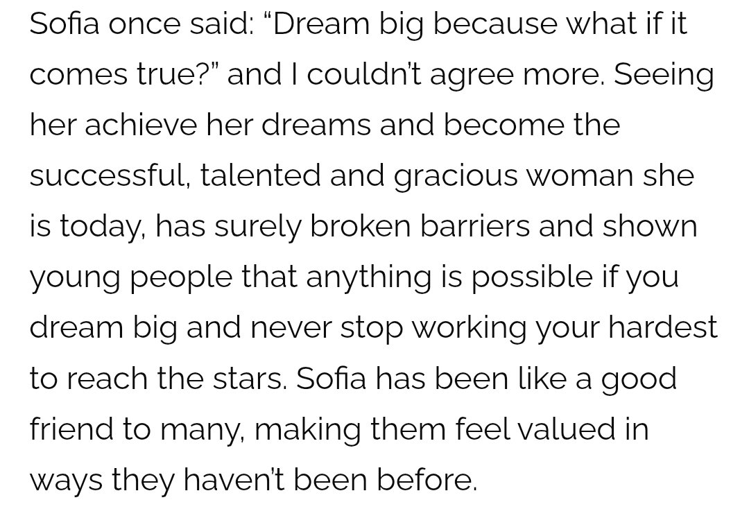 "She doesn’t just acknowledge their support – she makes them feel heard, valued and appreciated."

You will find yourself in the article made by Roara Magazine... 🌹
The fans tell their words, their feeling about Sofia Carson and I find myself through them.