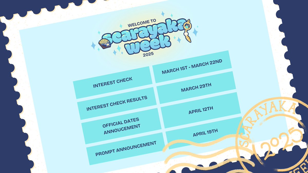scarayakaweek's tweet image. scarayaka week 2025 is in the works and we are excited to present to you our project schedule for this year! 🪭☂️ we are looking forward to seeing more of your work.

keep any eye out for the interest check form in ✨ TWO WEEKS! ✨

#scarayakaweek #scaramouche #kamisatoayaka