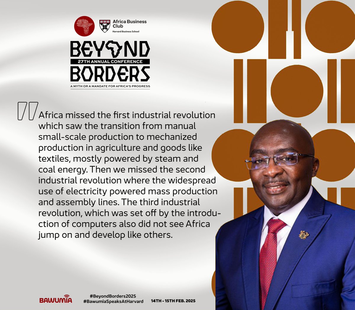 MBawumia's tweet image. [THREAD] 

Excerpts from my speech at @HarvardHBS on the theme, Africa Beyond Borders: A Myth or a Mandate for Africa’s Progress.

#beyondborders2025
#bawumiaspeaksatharvard
#africabeyondborders
#digitalization