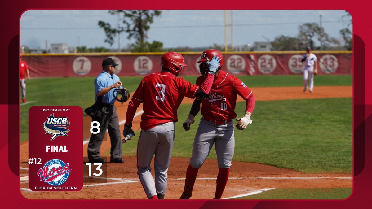 BIG rally by No. 12 <a href="/MocsBaseball/">FSC Baseball</a> to beat the Sand Sharks 13-8 today! 

GAME TIME CHANGE: tomorrow's series finale against USC Beaufort will be at 11 a.m. ET at Henley Field. #LetsGoMocs

📰: fscmocs.com/news/2025/2/15…