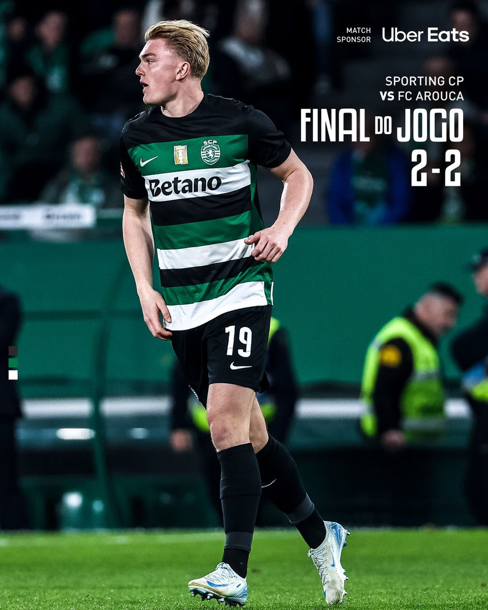 SportingCP's tweet photo. ⏹️ Empate dos Leões na 22.ª jornada da #LigaPortugalBetclic.

⚽️ Conrad e Trincão.
🟢 2-2 🟡 // #SCPFCA https://t.co/UD4hP94WJ6