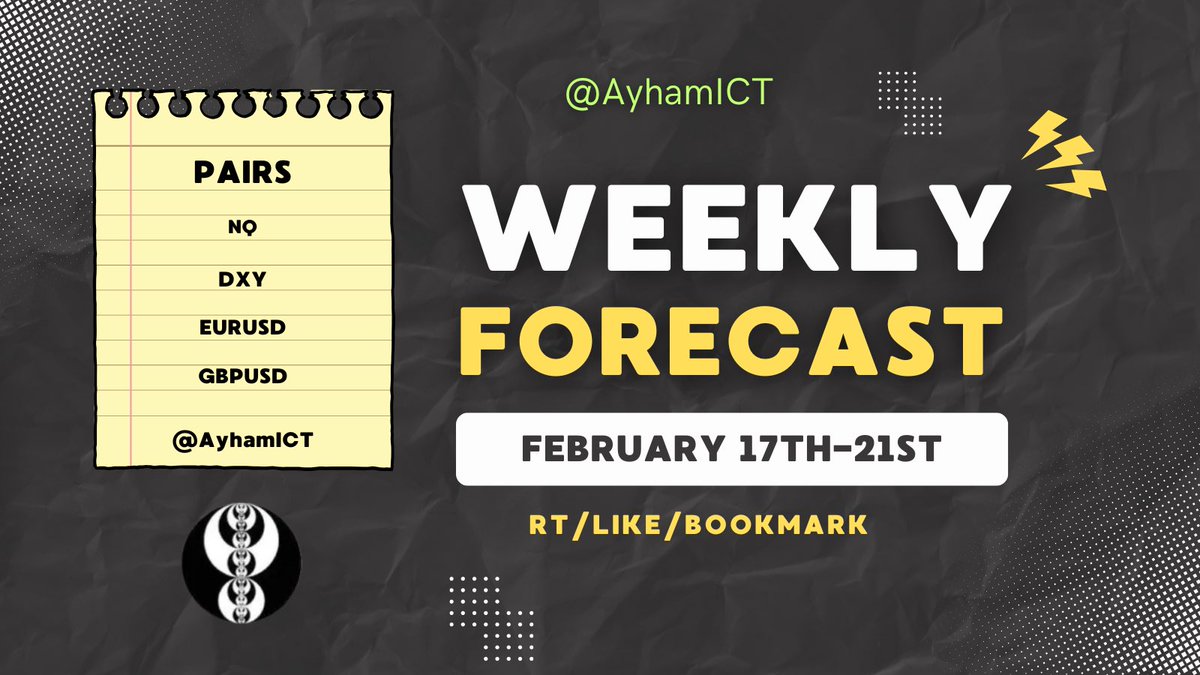 AyhamICT's tweet photo. Weekly forecast for trading pairs:

$NQ
$DXY
$EURUSD
$GBPUSD

Lets print this week🤝🏽

#ICT #SMC #Futures #forex #TradingTips #trading #TradingMadeEasy #NASDAQ100 https://t.co/8HXF62PSdi