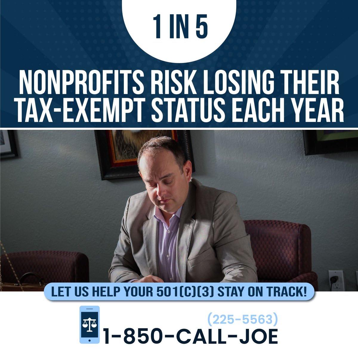 850calljoe's tweet photo. Did you know that 1 in 5 nonprofits risk losing their tax-exempt status each year? That’s a staggering number for organizations working hard to make a difference! But here’s the good news: with the right guidance, you can stay compliant and focused on your mission.📲 850-225-5563 https://t.co/XBa9clkVzk