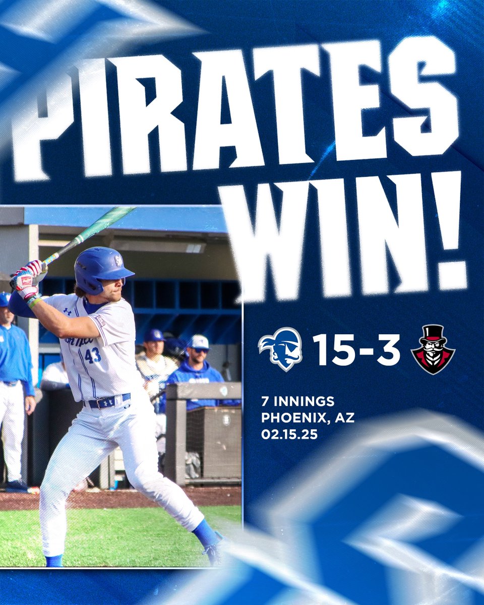 𝐏𝐈𝐑𝐀𝐓𝐄𝐒 𝐖𝐈𝐍!!
The Hall claims its first win of the season with an offensive outburst!!  

Aiden Robbins went 4-for-5 with four RBIs, while both Marco Ali and Jimmy Brennan had three hits and three RBIs apiece.  

#HALLin ⚾🏴‍☠️🔵⚪