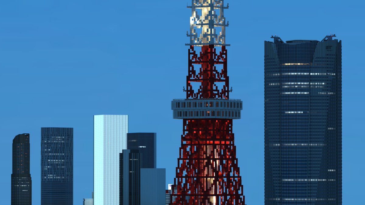 mm03_minato's tweet image. 斜め東京タワー #minecraft