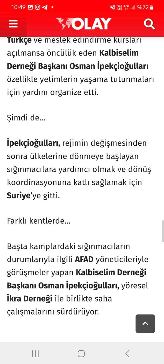 Olay Gazetesi Bursamızın Gönlü ve yüreği usta yazarlarından Ahmet Emin Yılmaz  abimize bu  güzel yazısından dolayı canı gönülden teşekkür ederim.