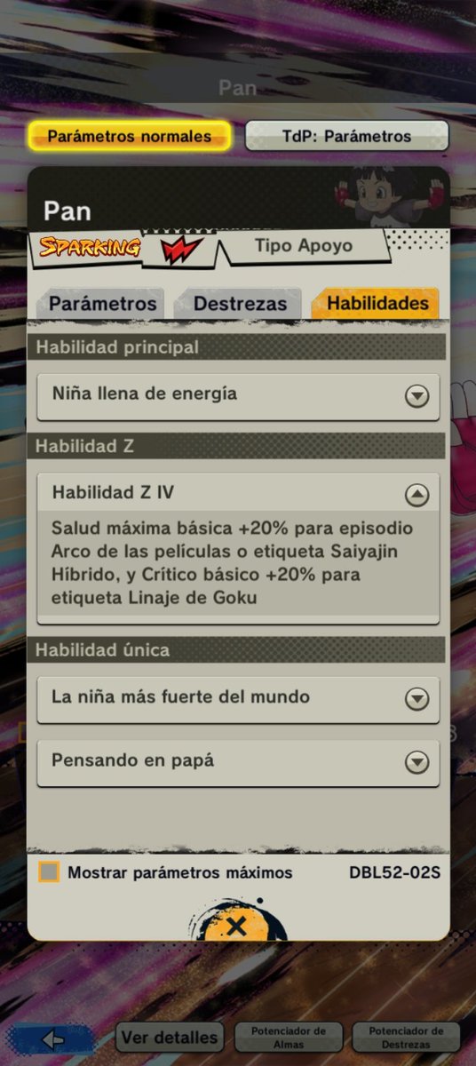 fritick_0920's tweet photo. @dookatonka @TheShaftedOne @DIPEamd The pan hp buff its 20% same as gokua, but they other passive the critic in pan case is better.
(the game is in Spanish in case you need the translator) https://t.co/YfDUkSW4gL