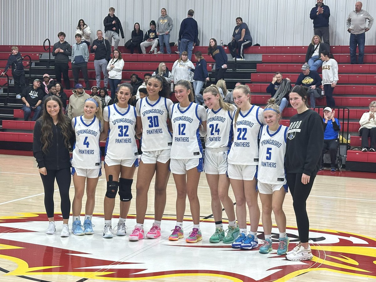 Panthers win! Great way to end the regular season for a special group of Seniors!
Springboro 52
Olmsted Falls 35
Final 

Bryn Martin led the way with 20 points for Boro!
On to the tournament!
