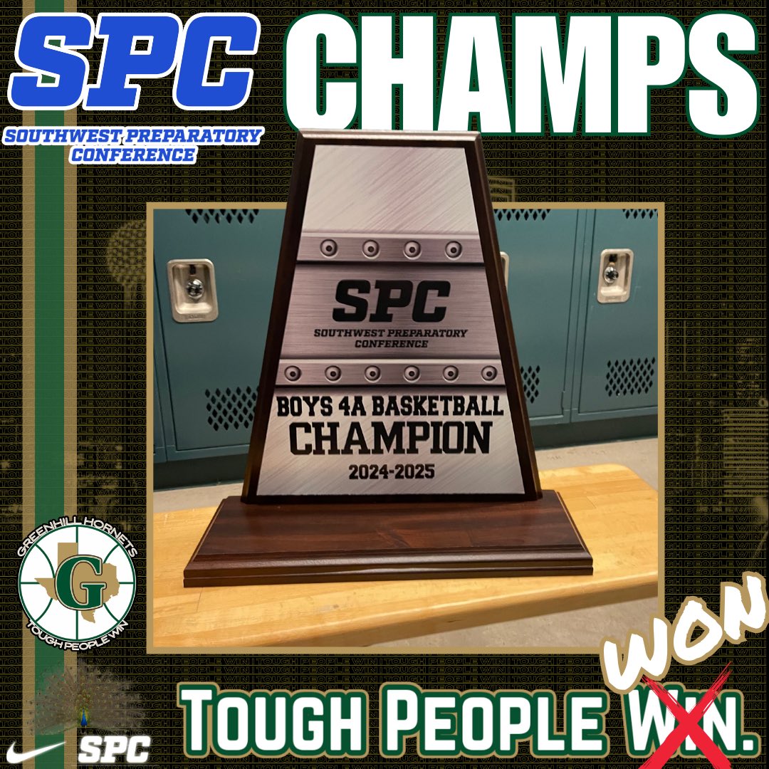 GreenhillMBB's tweet image. It’s Us.
Your 2025 SPC Champions: the Greenhill Hornets
#ToughPeopleWin #ToughPeopleWON