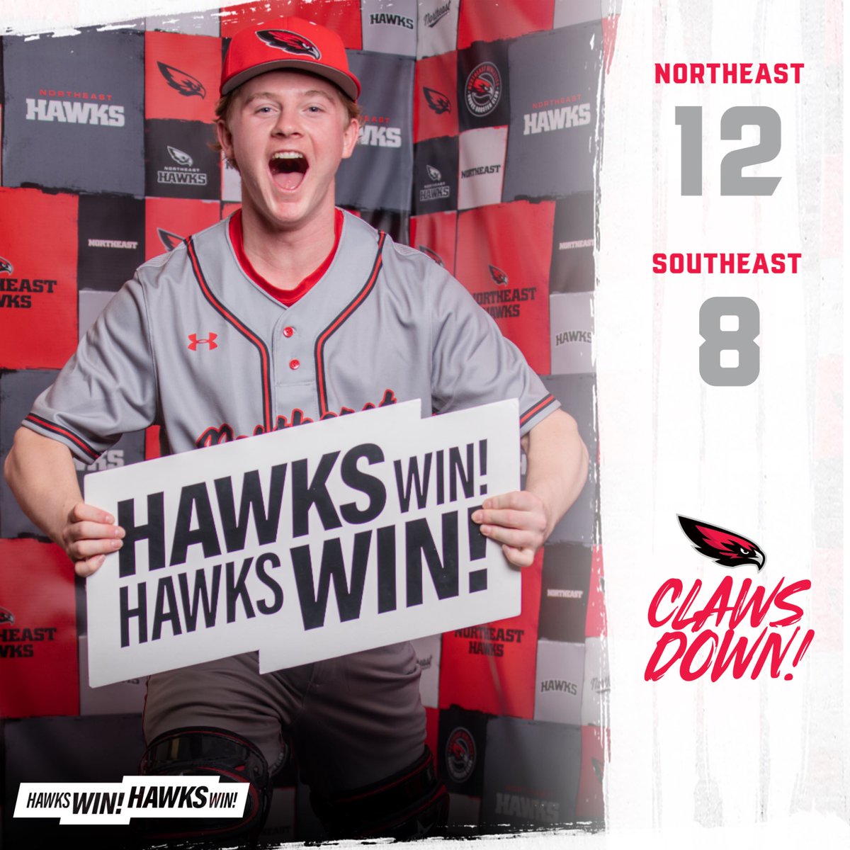 Northeast Baseball (@northeastccbsb) on Twitter photo ๐๐๐ฌ๐ ๐จ ๐๐๐ฃ! ๐๐๐ฌ๐ ๐จ ๐๐๐ฃ!
Northeast takes Game 2 on Saturday against Southeast by a final score of 12-8 in extra innings down in Texas!
Kye Privett: 2-4, 3 RBI, 2 BB
Eddie Hernandez: 3-4, 2B, 2 R, 2 RBI
Cole Kuszak: 4 IP, 3 H, 0 ER, 5 K
#ClawsDown | ๐ดโซ๏ธโช๏ธโพ๏ธ ๐๐๐ฌ๐ ๐จ ๐๐๐ฃ! ๐๐๐ฌ๐ ๐จ ๐๐๐ฃ!
Northeast takes Game 2 on Saturday against Southeast by a final score of 12-8 in extra innings down in Texas!
Kye Privett: 2-4, 3 RBI, 2 BB
Eddie Hernandez: 3-4, 2B, 2 R, 2 RBI
Cole Kuszak: 4 IP, 3 H, 0 ER, 5 K
#ClawsDown | ๐ดโซ๏ธโช๏ธโพ๏ธ