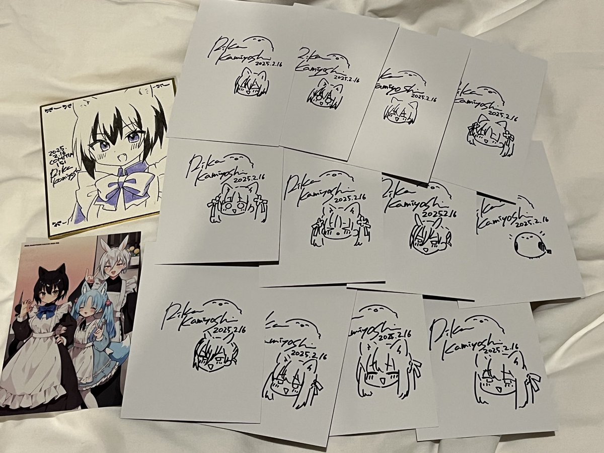 色紙書いてセットのポストカードにサインとミニキャラいれました!色紙はまた抽選購入式にします!あたったらラッキー✌️ 