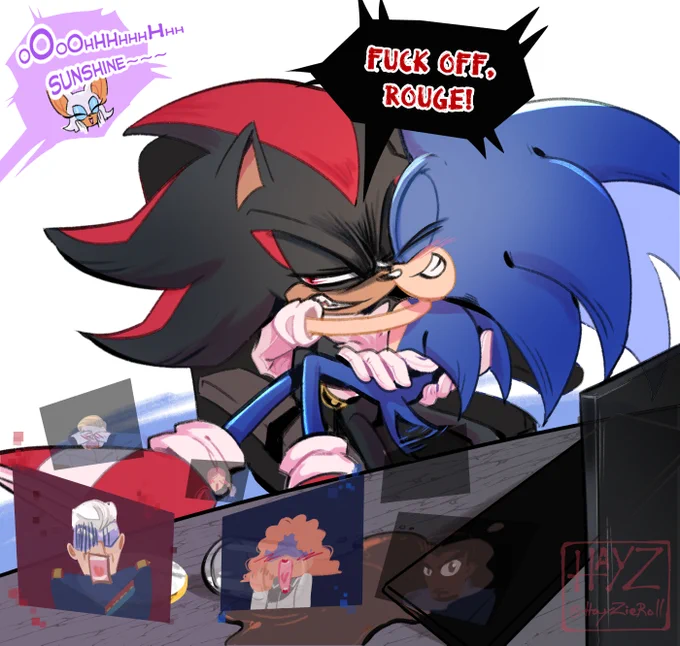 Draw a scene from AO3 "The Perks(?) of Working From Home" from . Please accept my humble appreciation to this fic series ovarall. Should go w/o saying, dont make out during a zoom meeting guys The fix is also ns fw so proceed with caution #sonadow