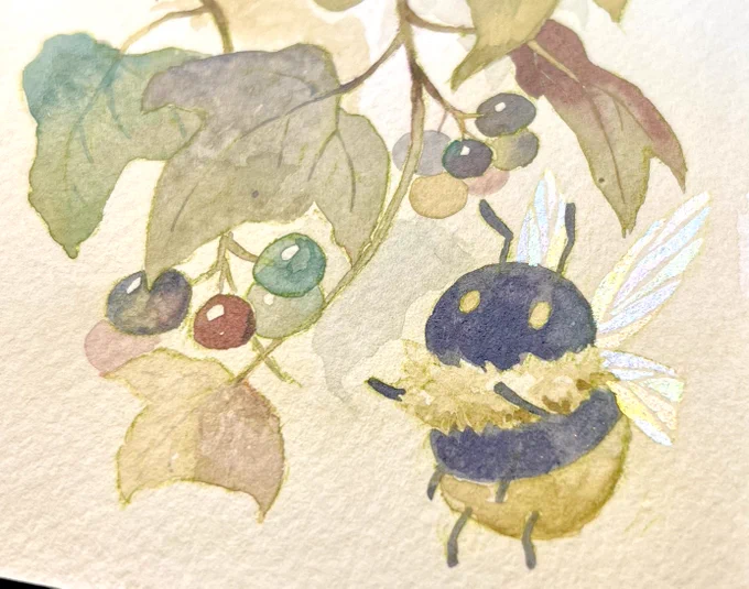 ノブドウとハチくん 絵墨淡