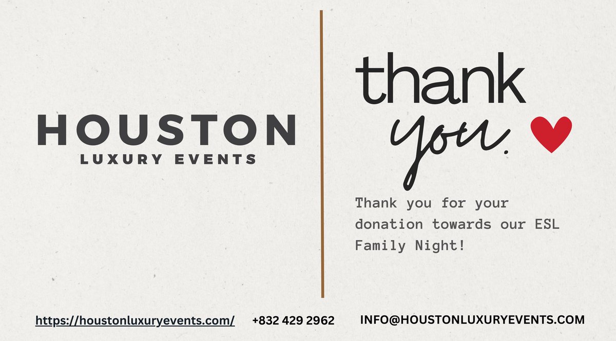 A HUGE THANK YOU to Houston Luxury Events for their generous donation of student door prizes for ESL Night! Bulldog Nation THANKS YOU for your donation! #BulldogNation ❤️🐾