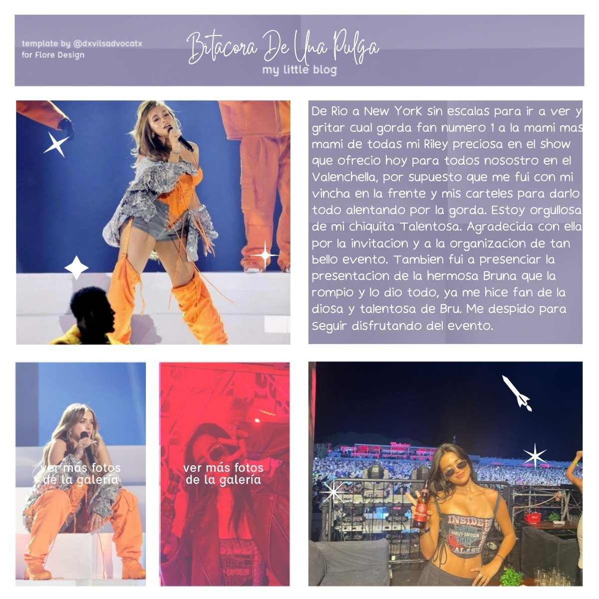 © 𝗐𝖾𝖻𝘀𝗶𝘁𝗲 ── 
https://𝕊𝖾𝗋𝖾𝗇𝖽𝗂𝗉𝗂𝖺𝖿𝗄𝗄/blog
Bitácora De Una Pulga 🌙- Eventos
Hoy vine cual gorda fan de mi bebe y de Bruna preciosa... #𝗩𝖺𝗹𝗲𝗇𝖼𝘩𝗲𝗹𝗹𝖺
#Festichella