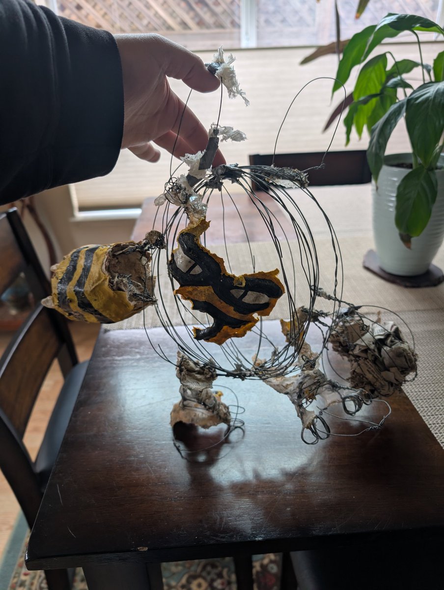 This pokemon Elekid statue I made as a kid didn't win its fight with the Raticate in my shed