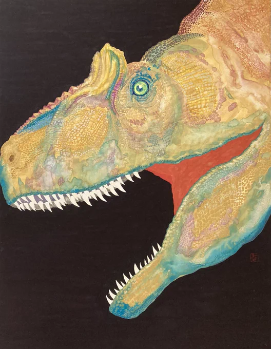 第六回「日本画と恐竜」展開催中!アートギャラリー東急プラザ銀座(4F)にて2/24(月)までお気に入りの新作3点を展示しています!恐竜が大好きな作家達による楽しい展示です是非観てください 