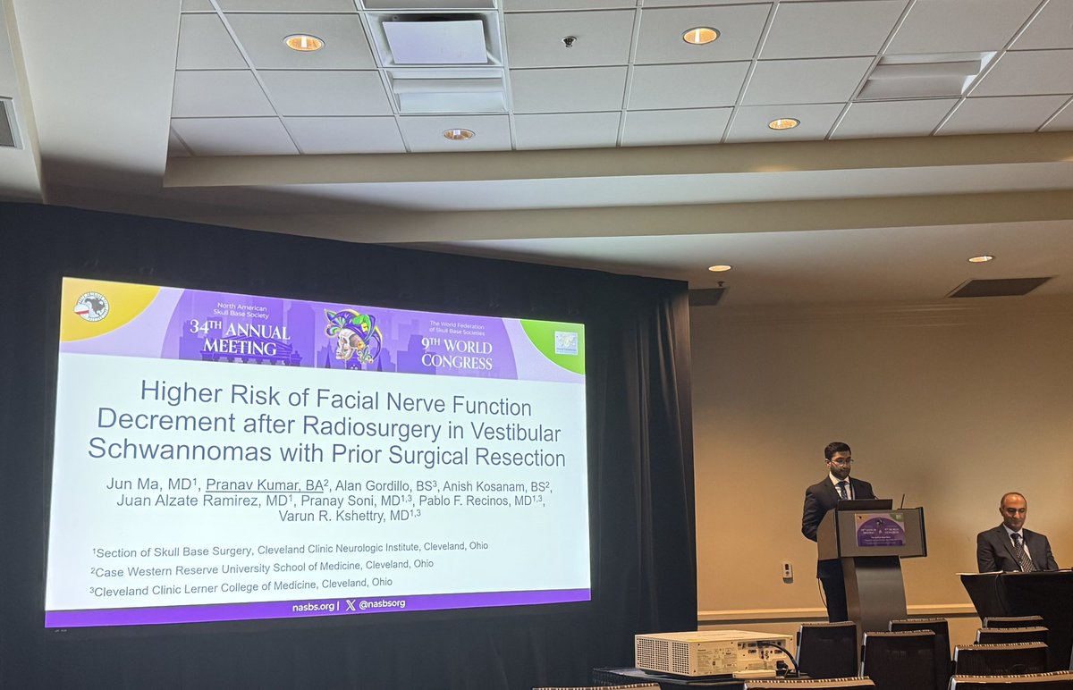 Congrats to Pranav Kumar on his talk, representing the <a href="/CleClinicNS/">Cleveland Clinic Neurosurgery</a> skull base group at <a href="/NASBSorg/">NASBS</a> 2025!