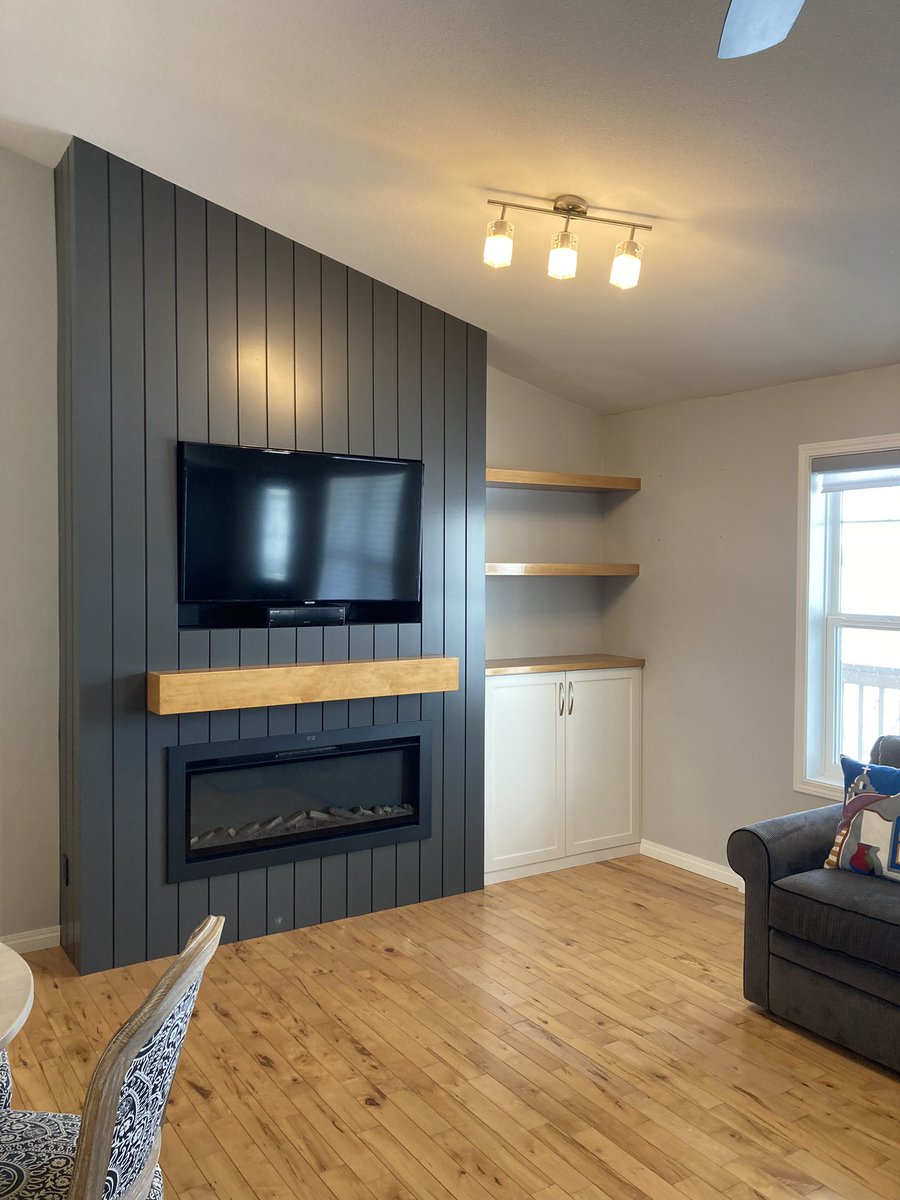 Would you have guessed it took a mixture of stains to get the color right on this maple wood? We used Special Walnut, Golden Oak and Fruitwood. Matched perfect! #bullseyecontracting #renovations #lacombe #ponoka