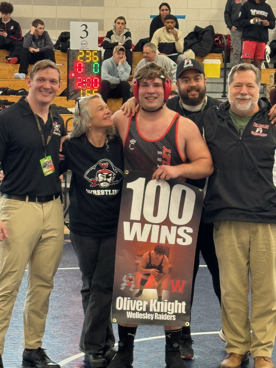 Congratulations to Oliver Knight who won his 100th wrestling match today!