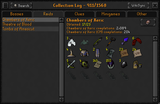 12/12 cox and all raids items complete