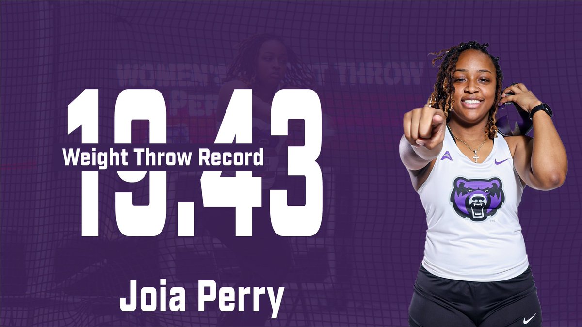 Another record broken! Joia Perry breaks our weight throw record by nearly half a meter, posting a new mark of 19.43m!

#BearClawsUp