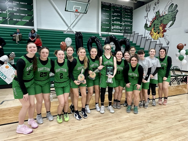 DaytonISDKY's tweet photo. Our Lady Greendevils beat the Beechwood Tigers 52-43 on #StanSteidelCourt to win the Laura Geisler Hall Classic! Aleiya Hull and Lanaya Torres earned All-Tournament Team honors and Tayah Smith won MVP! #Greendevils #DaytonPride https://t.co/2fDNoh7AMm