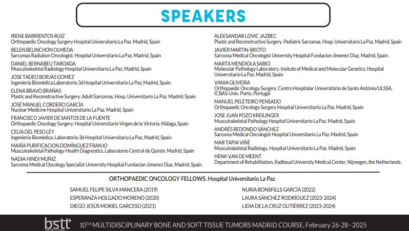 BSTT Madrid Course (@bstt_course) on Twitter photo There are only 10 days left to start bstt-madridcourse.com. It will be a great event. There are very few places left. Are you going to miss it?
<a href="/radiocable/">Fernando Berlín</a> <a href="/DrOrtizCruz/">Eduardo Ortiz Cruz</a> <a href="/GrupoGeis/">GEIS</a> <a href="/SEAP_IAP/">SEAP-IAP</a> <a href="/myESMO/">ESMO - Eur. Oncology</a> <a href="/MDAnderson_ES/">MD Anderson Cancer Center Madrid Hospiten</a> <a href="/MDAndersonNews/">MD Anderson Cancer Center</a> <a href="/SelnetH2020/">Sarcoma European LatinAmerican Network (SELNET)</a> <a href="/RuberInter/">Ruber Internacional</a> <a href="/leejeys/">Lee Jeys</a> #sarcoma There are only 10 days left to start bstt-madridcourse.com. It will be a great event. There are very few places left. Are you going to miss it?
<a href="/radiocable/">Fernando Berlín</a> <a href="/DrOrtizCruz/">Eduardo Ortiz Cruz</a> <a href="/GrupoGeis/">GEIS</a> <a href="/SEAP_IAP/">SEAP-IAP</a> <a href="/myESMO/">ESMO - Eur. Oncology</a> <a href="/MDAnderson_ES/">MD Anderson Cancer Center Madrid Hospiten</a> <a href="/MDAndersonNews/">MD Anderson Cancer Center</a> <a href="/SelnetH2020/">Sarcoma European LatinAmerican Network (SELNET)</a> <a href="/RuberInter/">Ruber Internacional</a> <a href="/leejeys/">Lee Jeys</a> #sarcoma