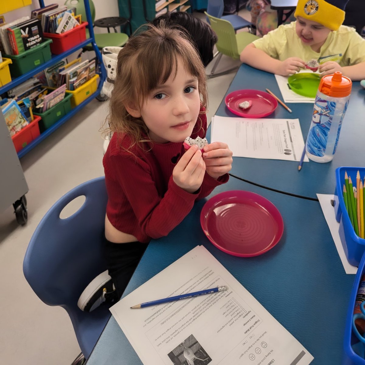 We had a red and pink themed taste test for Valentine's Day. We were able to taste: raspberries, dragon fruit, strawberries, grapes, red peppers, watermelon, and apple slices <a href="/ChristinaGFMPSD/">ChristinaGordon</a> <a href="/FMPSD/">Fort McMurray Public School Division</a> <a href="/APPLESchools/">APPLE Schools</a> #iteachthird #valentinesday #healthyschools #grade3istheplacetobe