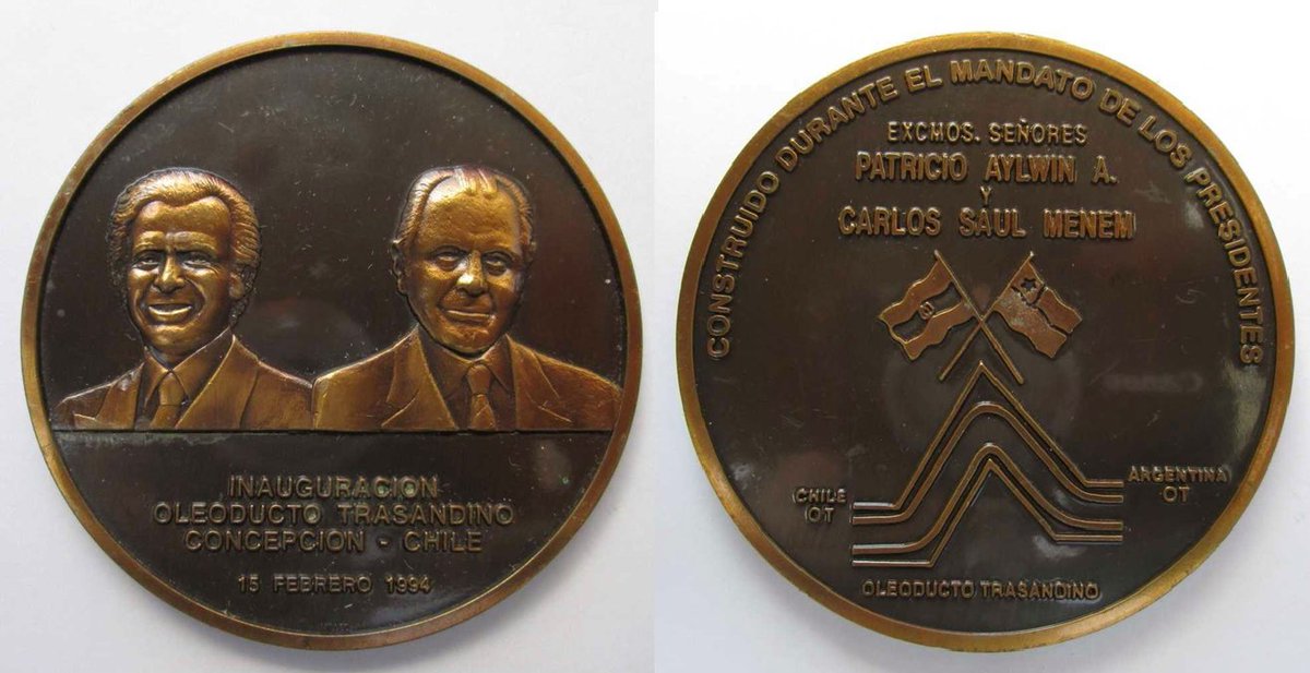El 15 de enero de 1994, los presidentes #Aylwin y #Menem inauguran el #oleoducto #trasandino que une #Neuquen con #Concepción:
