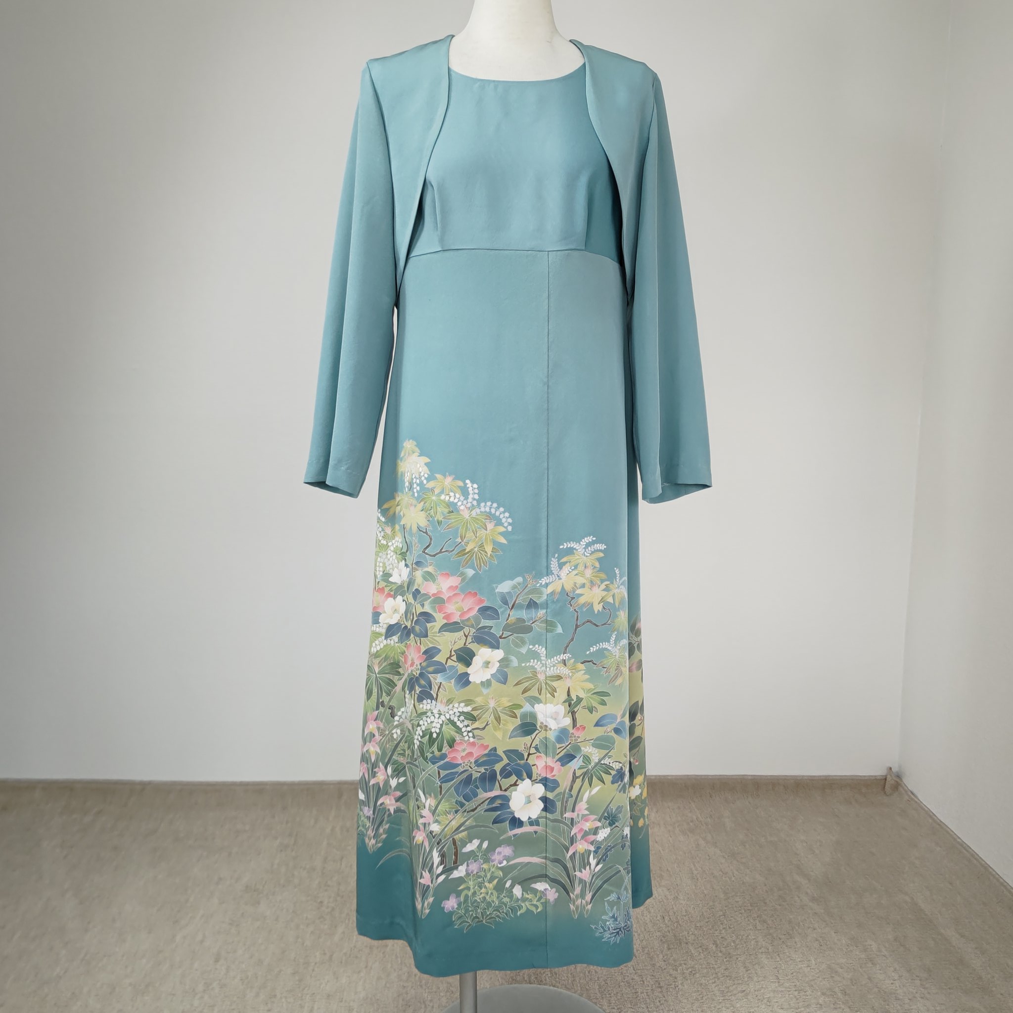 zunezune 色留袖 ドレス キャップ袖 着物リメイクワンピース ピンク