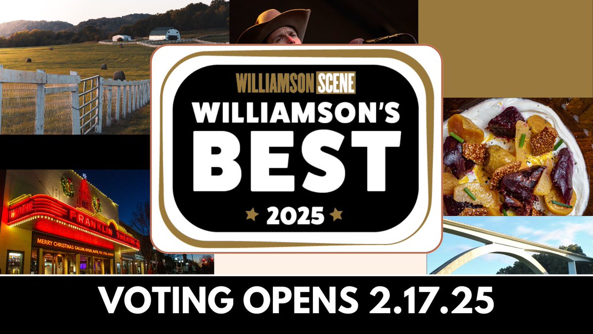 Mark your calendars—voting for Williamson’s Best starts February 17, 2025! Get ready to celebrate the best of Williamson County. Stay tuned for details. williamsonsbest.com