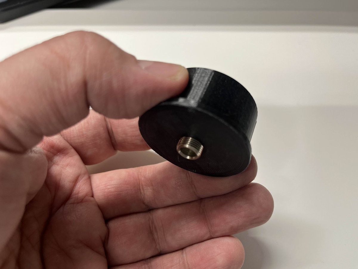 WI9LL_Will's tweet image. I spent the afternoon in Tinkercad designing and then printing a handle for the Arrow II that has a pushbutton that will soon be wired to the 1/4&quot; jack to use with the Heil headset I have and my Yaesu 1634. #hamradio #3dprinting #amsat