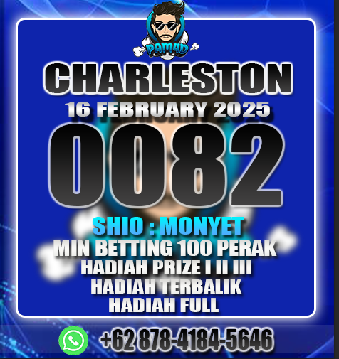 PAM4D_OFFICIAL's tweet image. RESULT                           
PASARAN : CHARLESTON
TANGGAL : 16 FEBRUARY 2025
SAH  : 0082
SHIO  : MONYET
#PAM4D