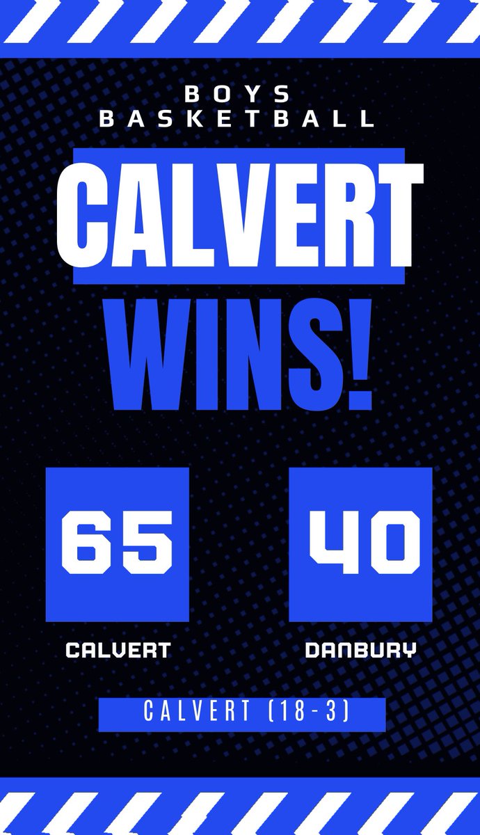 Calvert 65  (18-3, 15-2 SBC)
Danbury 40

G Wagner 24 pts, 11 reb
L DeMoss 16 pts 
L Ritzler 10 pts 9 reb

Calvert JV 40 (18-2, 16-1 SBC)
Danbury JV 23

E Moreno 9 pts
G Badik with the highlight of the night, cramming home a monster dunk!

<a href="/davey153/">Dave Spengler ®</a> <a href="/SBCBoysBBall/">SBC Boys Basketball</a> <a href="/Calvertbball/">Calvert Bball</a>