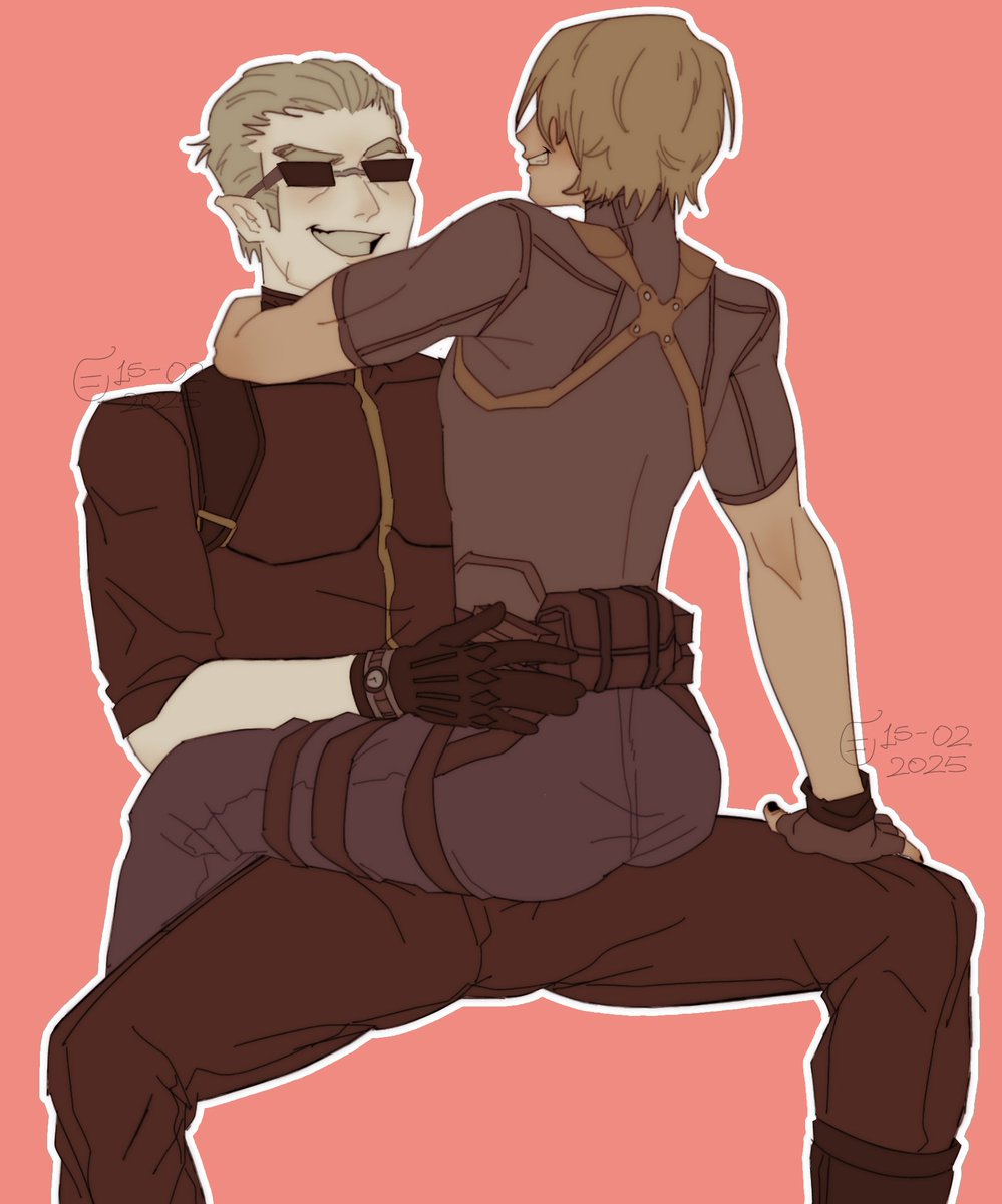 B128khnsh's tweet image. im late again but happy valentine !!

#weskennedy #AlbertWesker #LeonKennedy #REBHFun