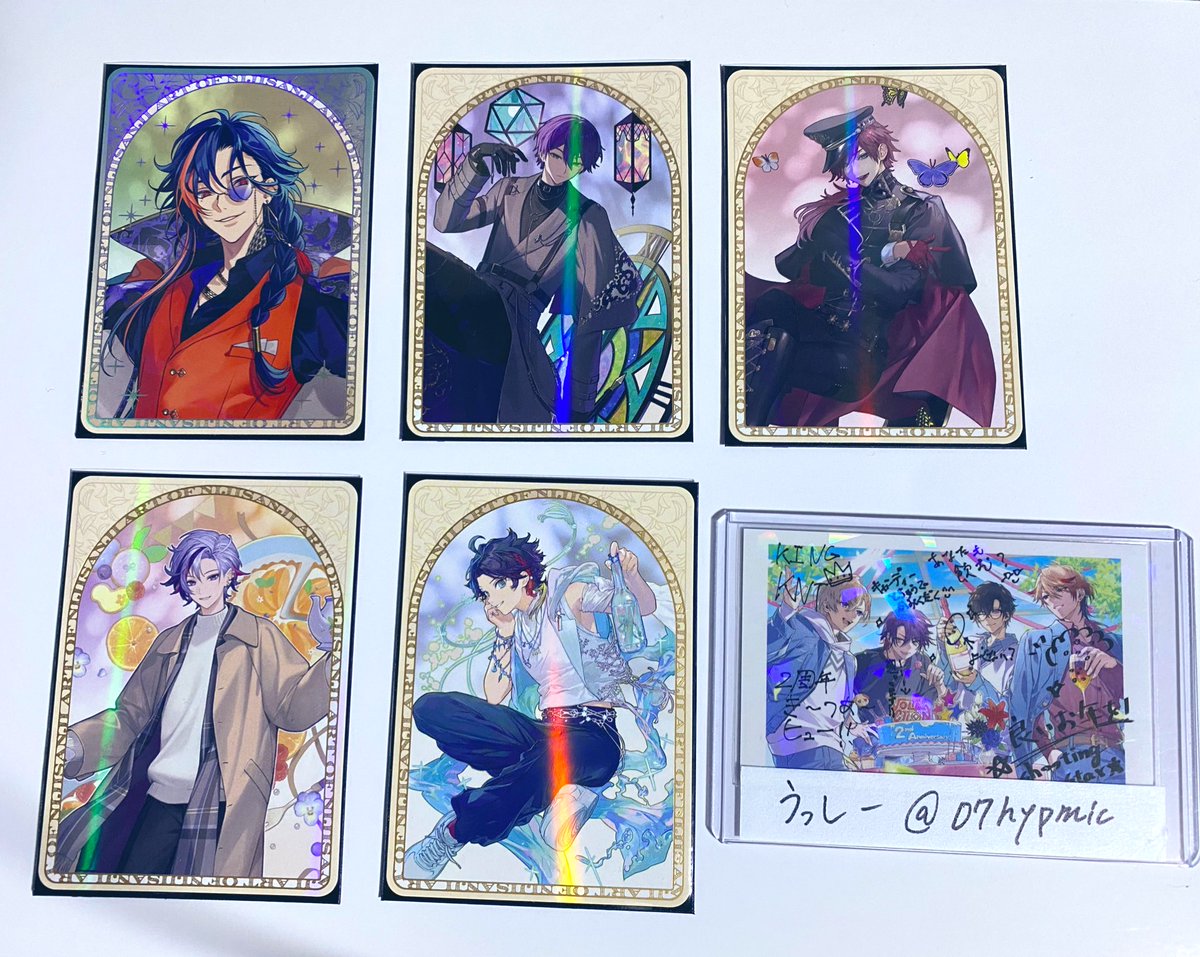 07hypmic's tweet photo. 【交換】にじさんじ　ART OF NIJISANJI
コレクションカード

譲)画像のもの
　⚔️🌶️🔑🐍 🥂✨🗝️💸

求)R 🗝️💸

R⇄R
N複数⇄R1枚

本人周辺B済み
交換方法は郵送希望です。
難しいかと思いますがよろしくお願い致します🙇‍♀️ https://t.co/Z6Yhz8Vpdc